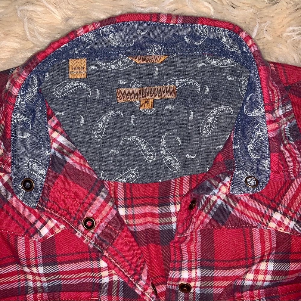 Jach’s Girlfriend Red Plaid Flannel, Size Medium - Picture 7 of 11